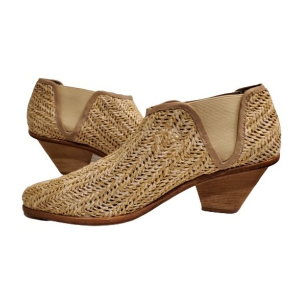 New Matt Bernson Marlow Woven Raffia Bootie Chestnut Size 9.5 - Picture 5 of 7